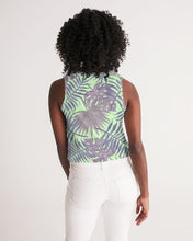 Load image into Gallery viewer, pastel green &amp; purple tropical cropped tank