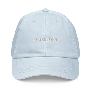 pastel blue embroidered logo cap